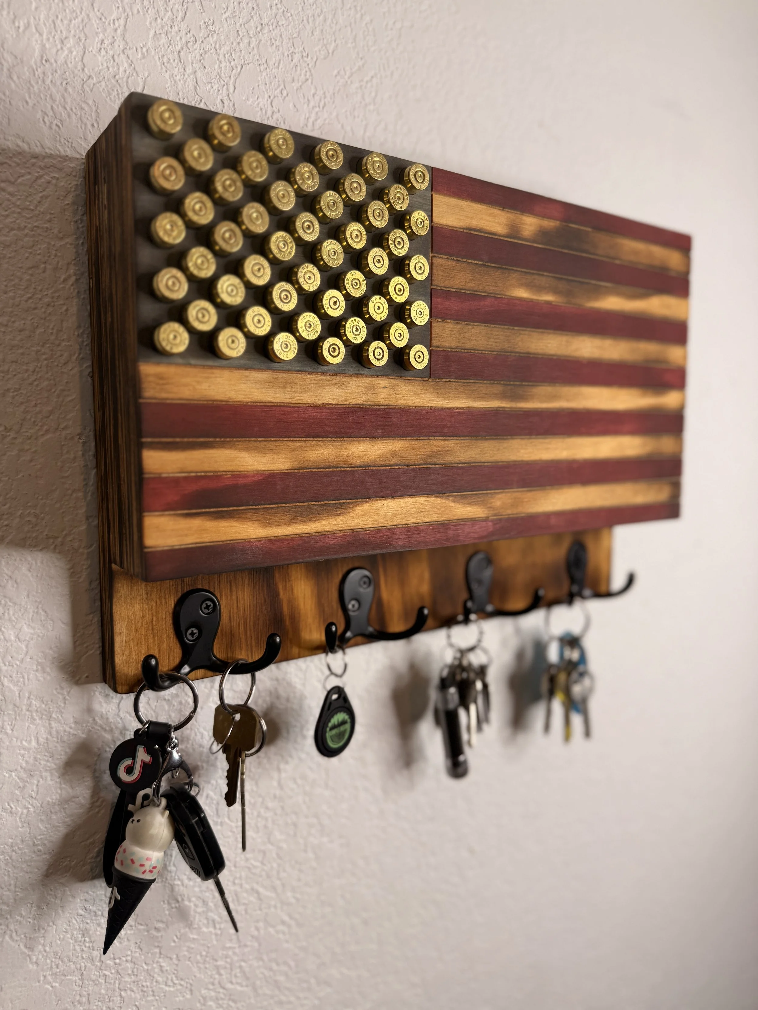 American Flag Concealment Key Rack with Bullet Stars