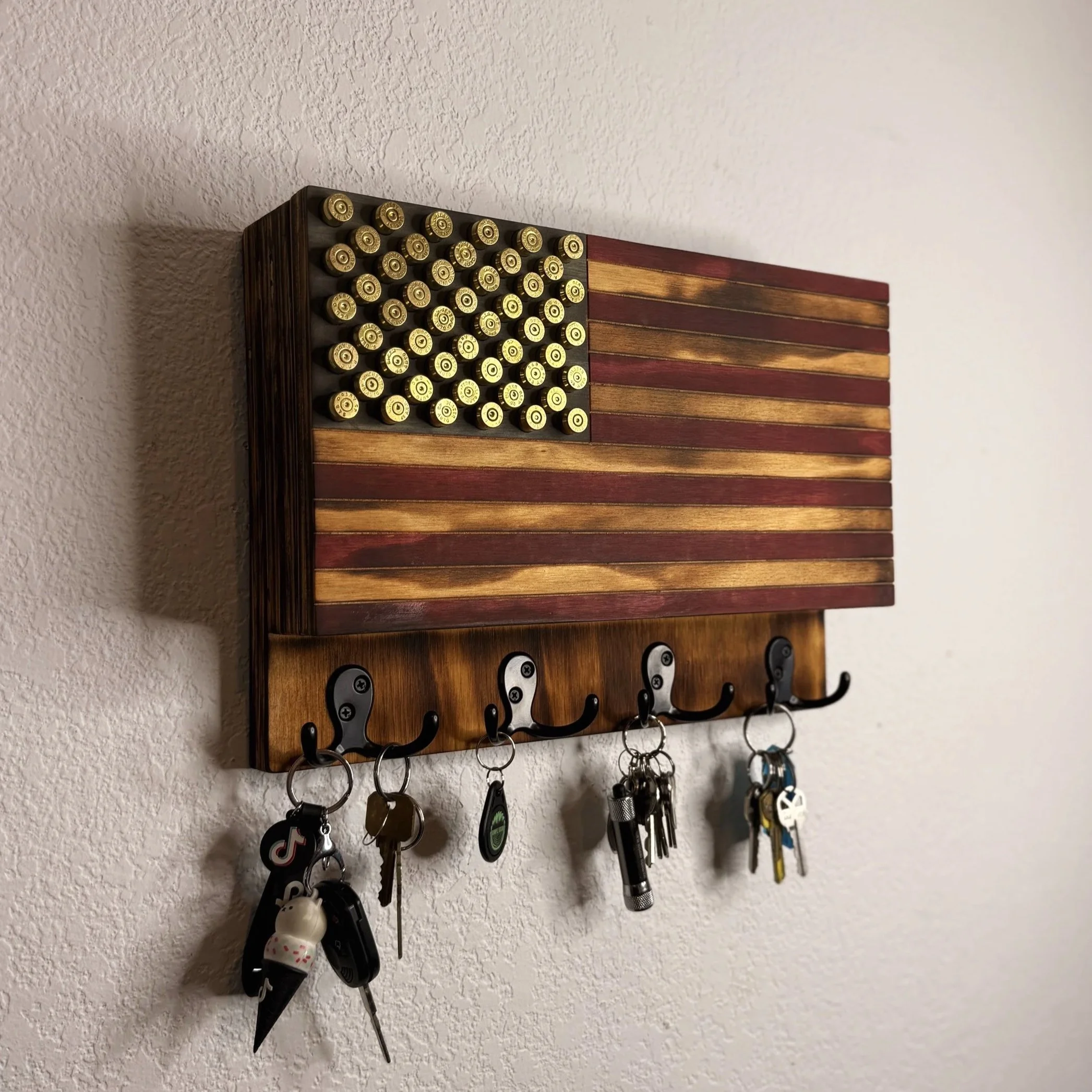 American Flag Concealment Key Rack with Bullet Stars