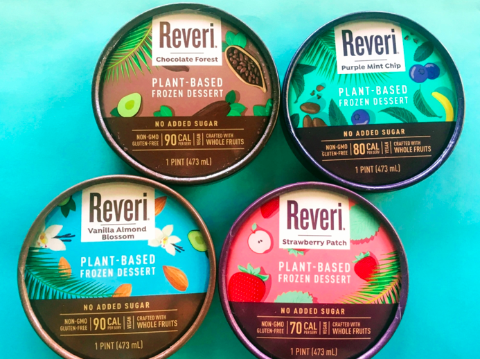everi ‘s Purple Mint Chip is a twist on classic mint chip ice cream, and is a blend of blueberries, nutritious seeds, organic cocoa nibs, and peppermint. Their Vanilla Almond Blossom is rich and delicious, combining a mixture of almonds, almond butter, and creamy rich vanilla. Reveri also has flavors such as Chocolate Forest and Strawberry Patch. Each ranges from 70 calories to 90 calories per serving. Other healthy features: No added sugar No sweeteners No dairy No added fats No wheat No corn No soy Where to Find: Reveri is located in 12 stores in the Southern California area. You can also find it on online here .