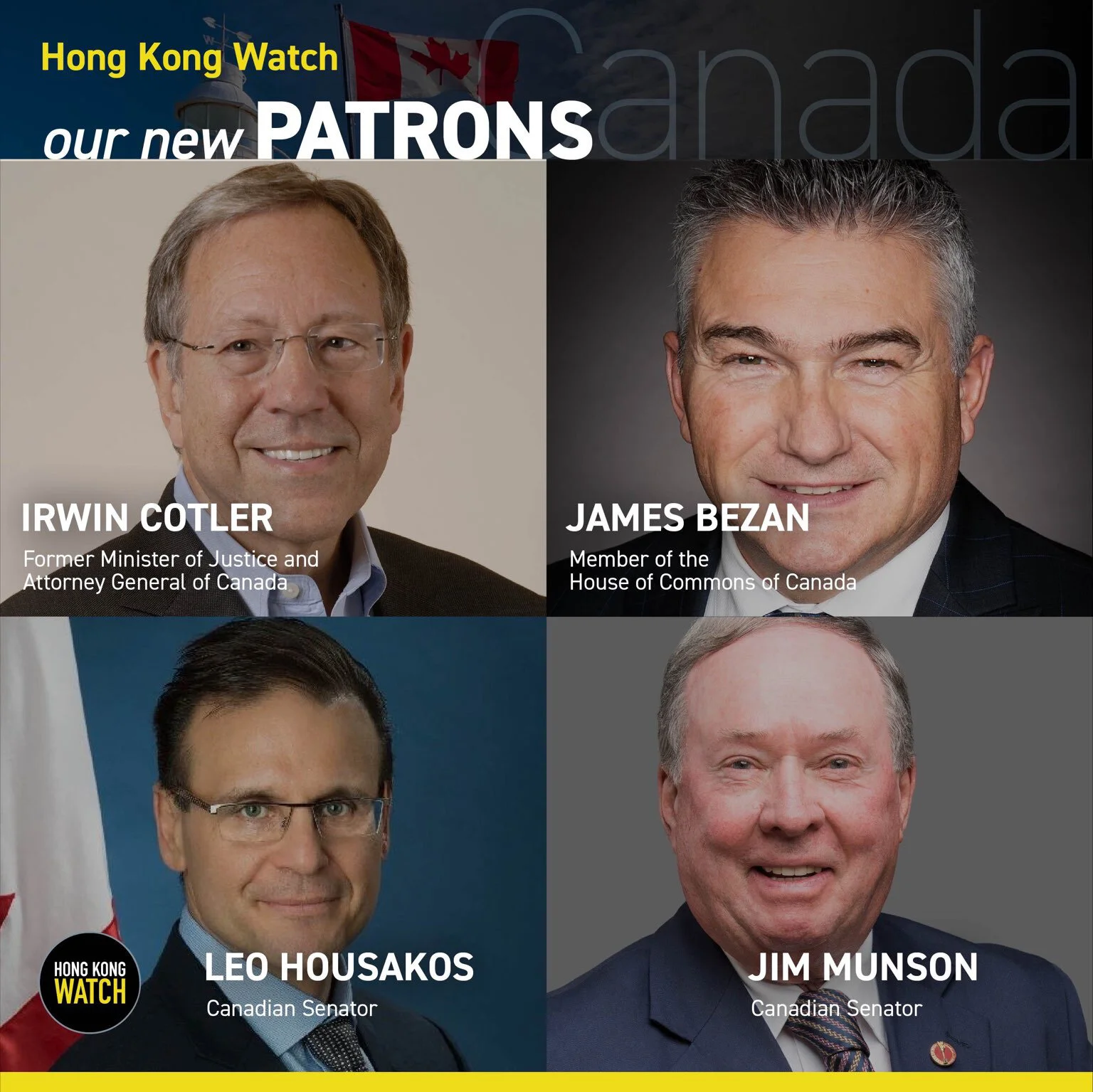 Prominent Canadian parliamentarians become Hong Kong Watch Patrons