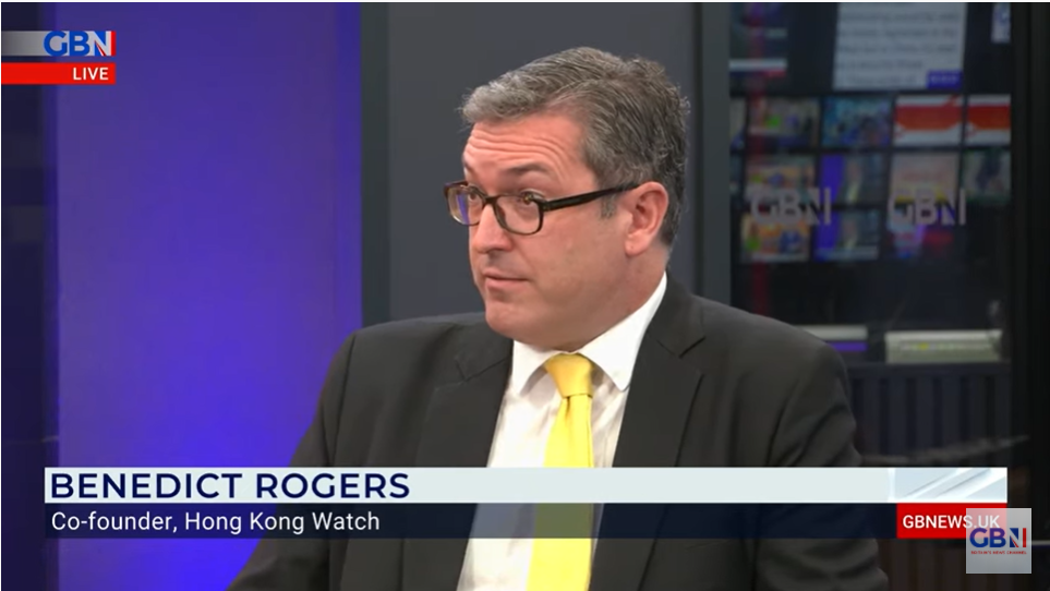 GB News: 'Benedict Rogers, co-founder of Hong Kong Watch, threatened with life imprisonment'