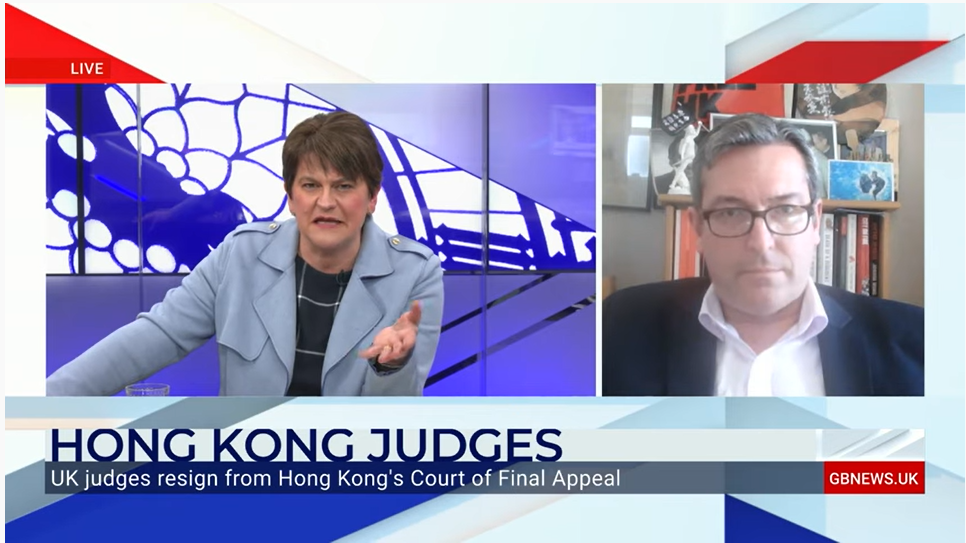 Benedict Rogers on GB News - UK Judges resigned from Hong Kong's Court of Final Appeal