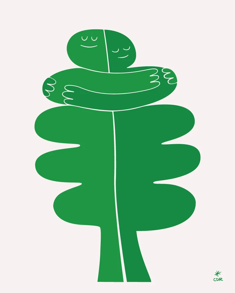 Tree Hug Peace &amp; Love Leaf Art Print by CDR
