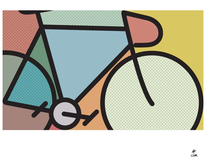 Geometric Fixed Gear Bike Cycling Art Print by CDR