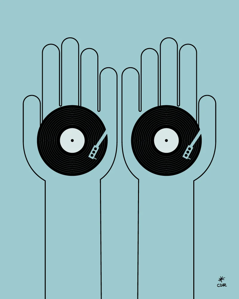 Audiophile DJ Turntablist Vinyl Records Hands Music Art Print by CDR
