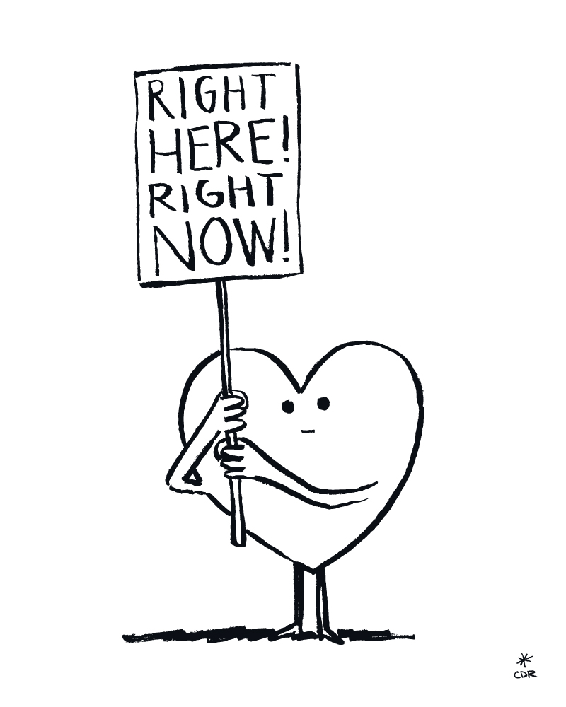 Protesting Heart Peace &amp; Love Typographic Art Print by CDR