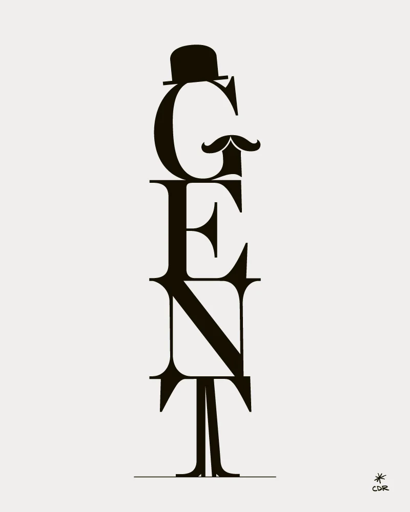 Moustache Gent Typographic Art Print by CDR