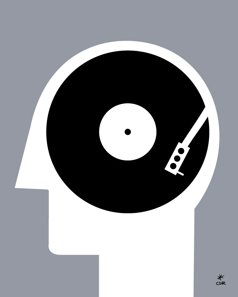 Vinyl Records Music On The Mind Art Print by CDR