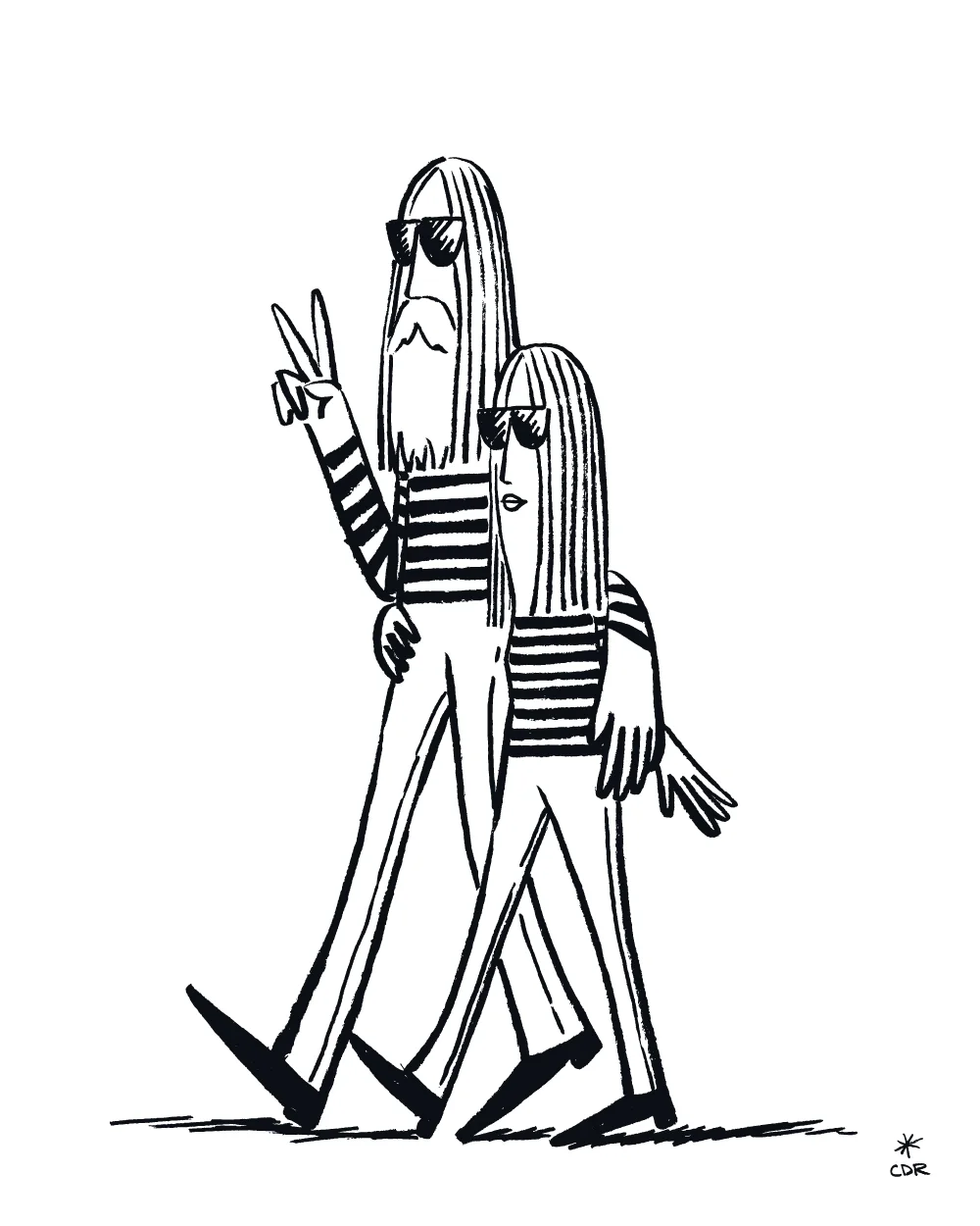 Striped Shirt Couple Art Print by CDR