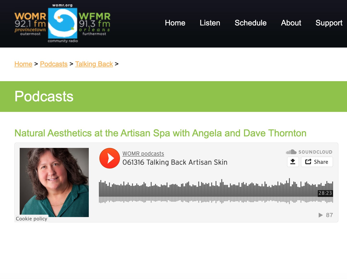 Natural Aesthetics at the Artisan Spa with Angie and Dave Thornton: 'Talking Back' Interview on WOMR 92.1