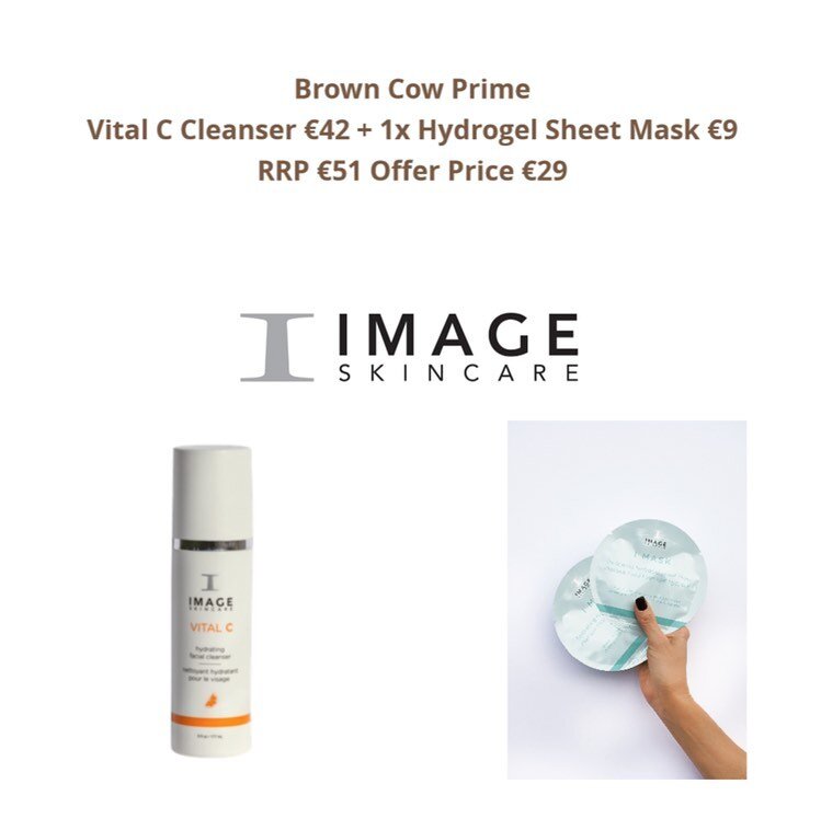 &euro;29!!! IMAGE Skincare Vital C Hydrating Facial Cleanser - 177ml - &euro;42 + 1x Hydrating Hydrogel Sheet Mask &euro;9 - RRP &euro;51 Offer Price &euro;29 !! https://www.browncow.ie/shop-image-skincare-sale/hydrating-facial-cleanser-177ml  Vital 