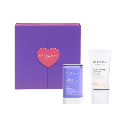 Mary & May CICA Soothing Sun Cream+Vegan Peptide Bakuchiol Sun Stick Duo Set 50ml + 18g