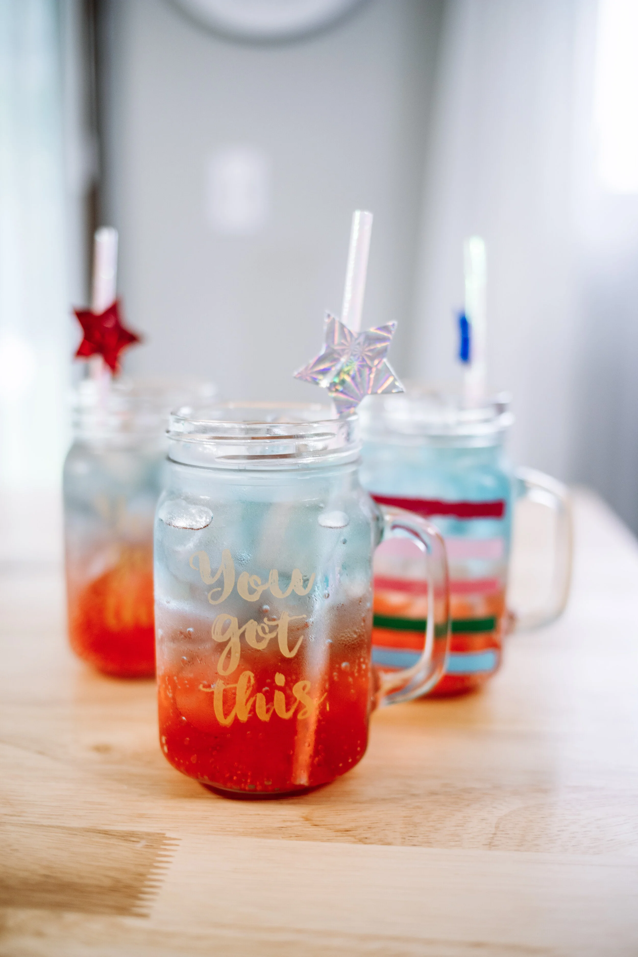 Red, White and Blue Layered Drinks