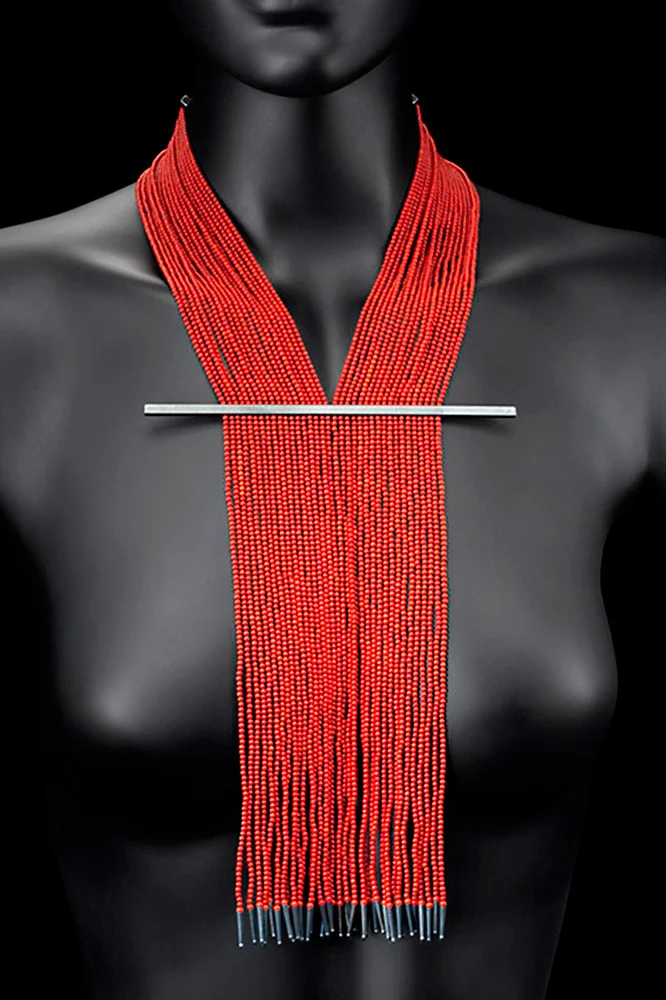 Red long Fringe Necklace