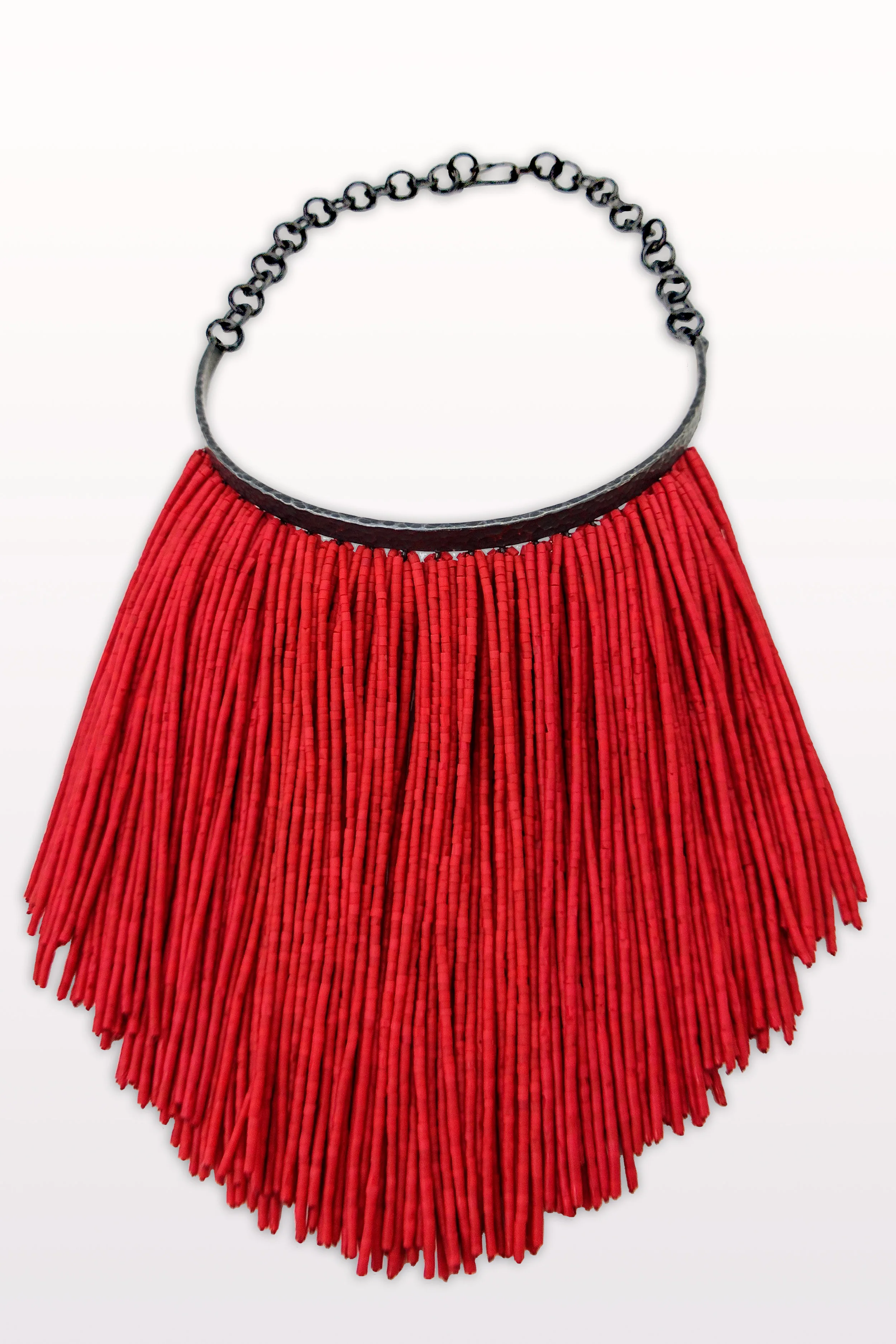 Coral Fringe Choker necklace