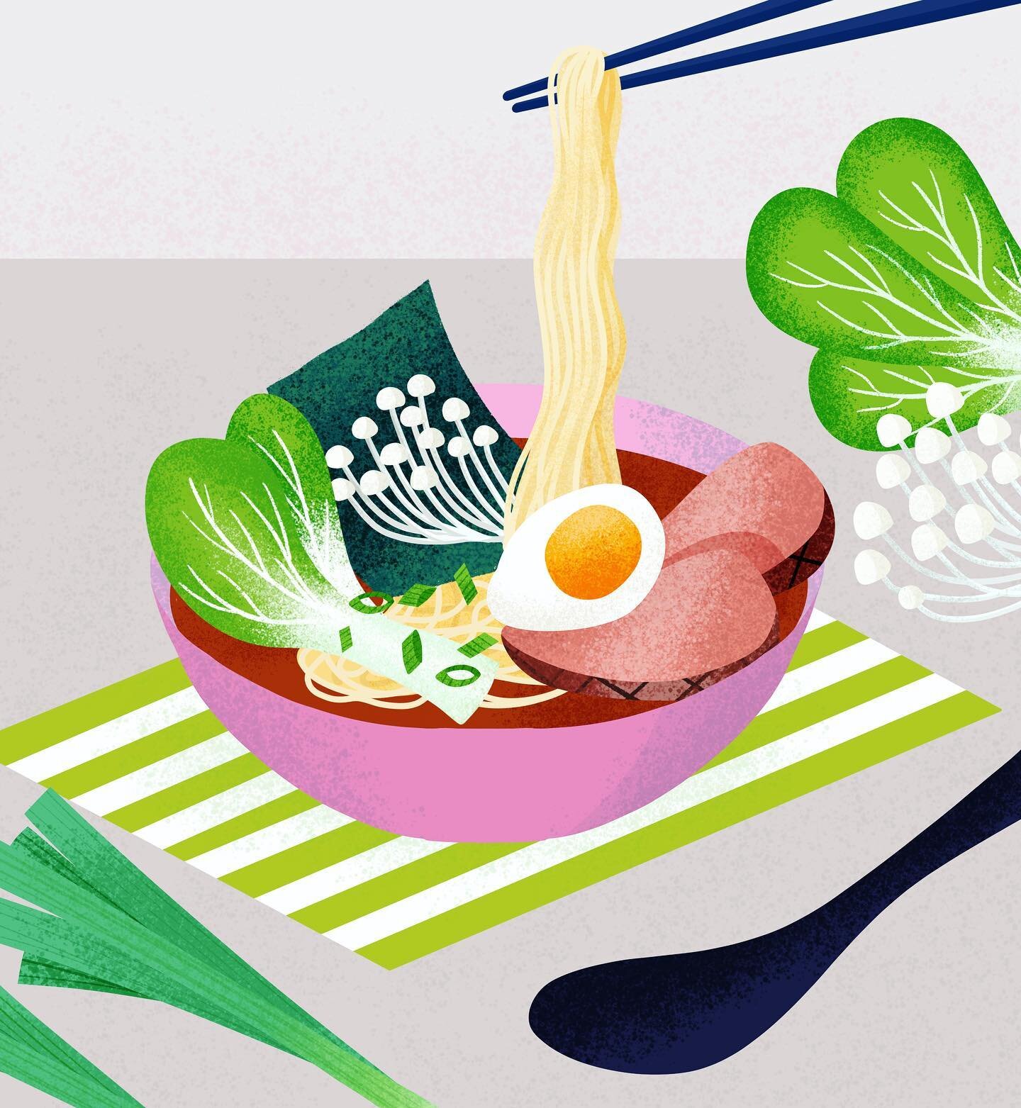 ⁣Ramen! 🍜 ⠀
⠀
One of my favourite pieces from The Little Book of Sushi - the book I illustrated for @sushidaily ⠀
⠀
Big thanks to everyone who entered my giveaway - I&rsquo;ll be sharing the winners on my stories soon 👀⠀
⠀
#ramen #sushi #yum #illus