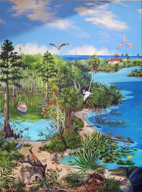 Panel #3 – Cypress swamp, mangrove swamp and lagoon