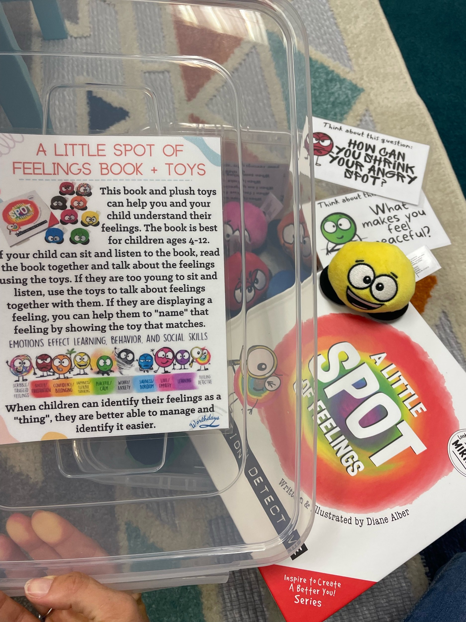  We created custom information cards for each activity included in the room. For this box, we included additional cards to supplement the book. One social worker immediately saw the individual, organized boxes and said that they were perfect for her 