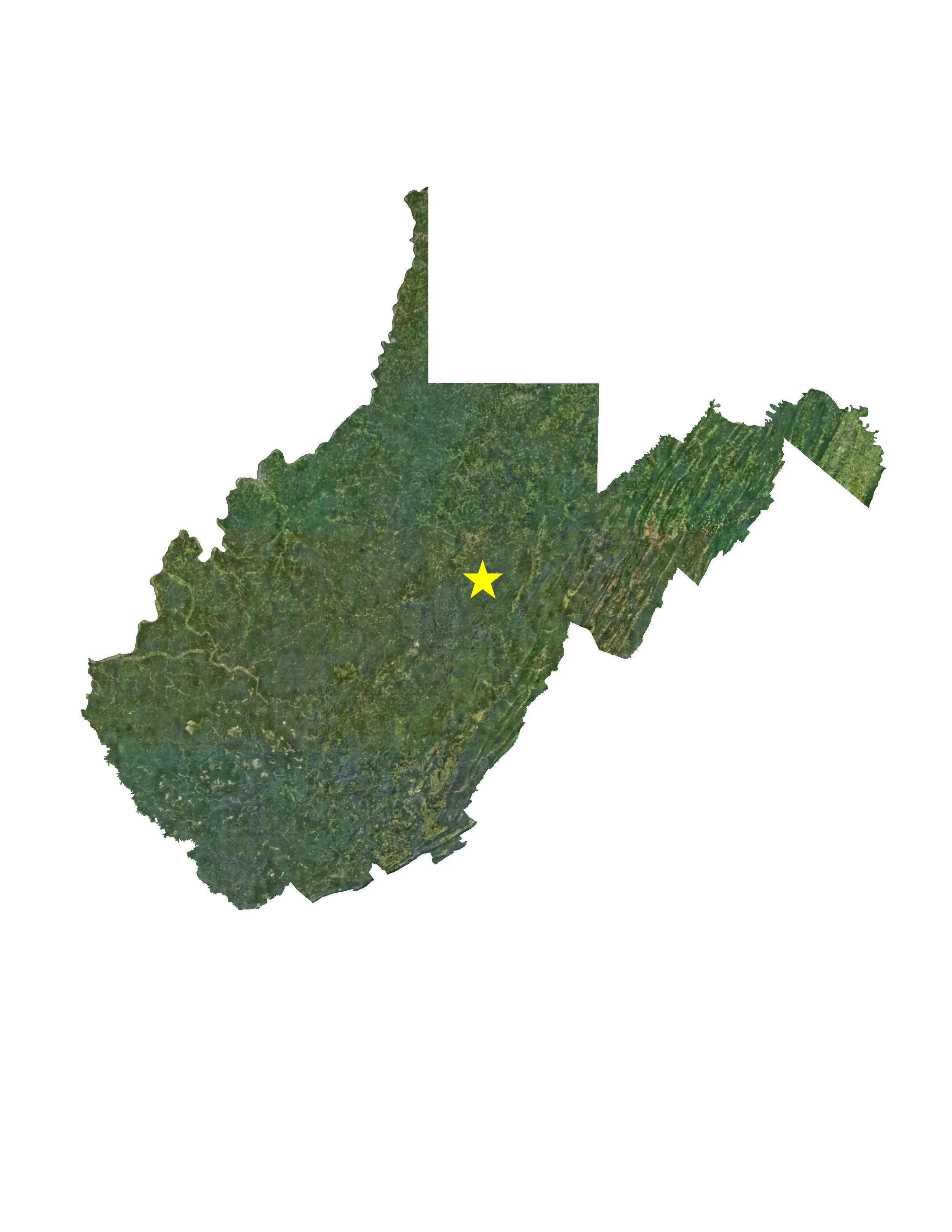 WV map with starred project location.