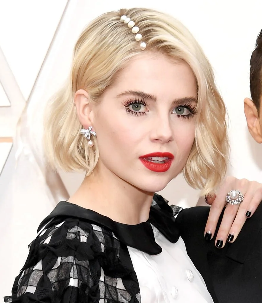 Actress Lucy Boynton’s Red Carpet Hair