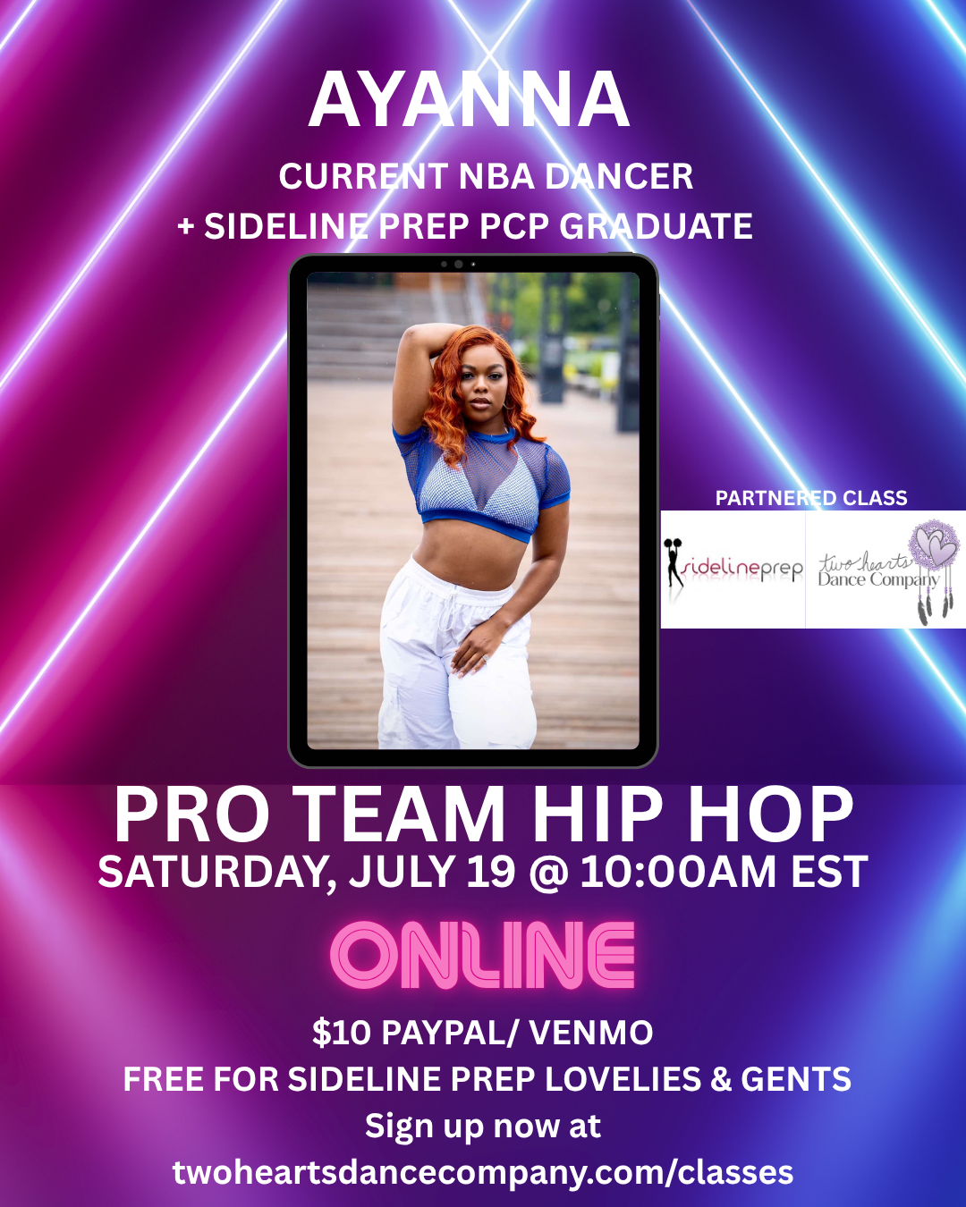 Pro Team Hip Hop w/ Current NBA Dancer, Ayanna - Online Class -Saturday, 7/19/2025 at 10:00am EST