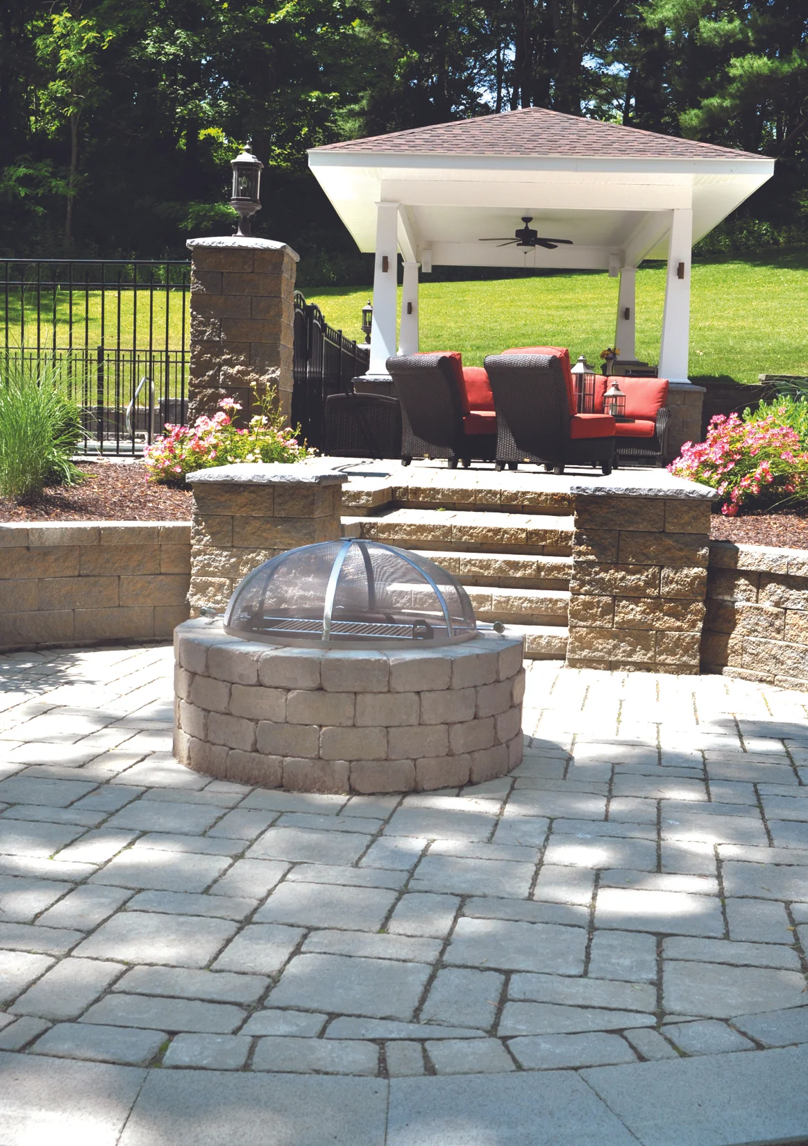 stone paver fire pit on Cst Gault Stone