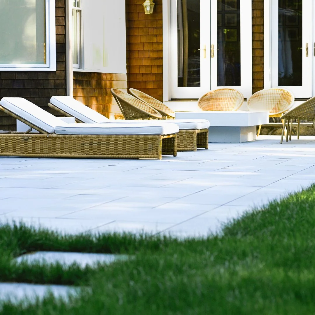 Lounging on this Riverside Blue porcelain patio from The Gault Collection in the fall sun to watch the leaves change colors.