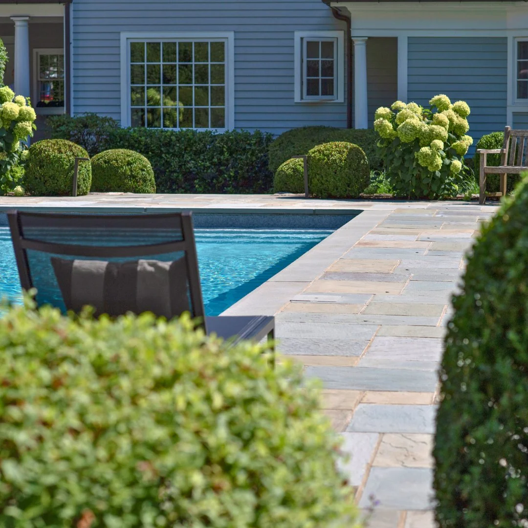Even in January, a Natural Cleft Bluestone pool patio makes a statement. Durable, elegant, and ready for warmer days ahead.