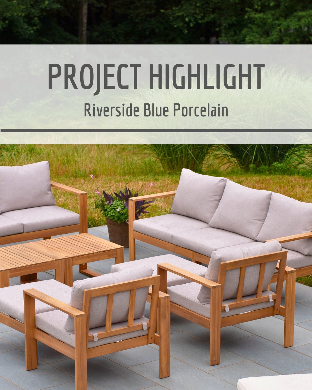 Modern elegance meets winter serenity. This Riverside Blue Porcelain blends comfort and style with stunning open views.
