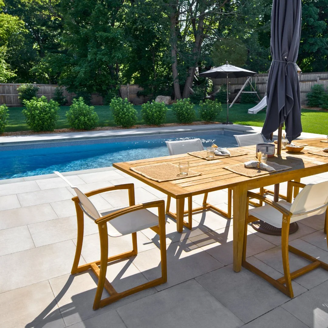 2026 should be all about outdoor gatherings. Enjoy a cozy backyard Porcelain patio by the pool, perfect for family meals and winter sun.