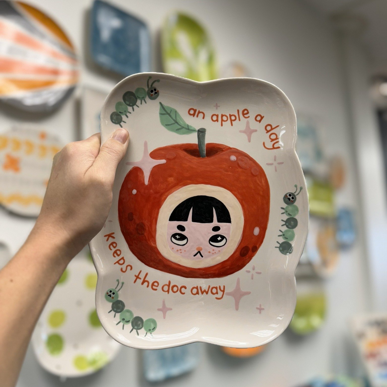 Or maybe a whole bushel 😆. We love this customer piece we found stashed in our photo archives. Stay well out there friends!

🍎Open W/Th/F 10-8 + S/Su 10-5
.
.
.
#themudroomgr #ceramics #Handmade #grkids #paintyourownpottery #winteractivities #downt