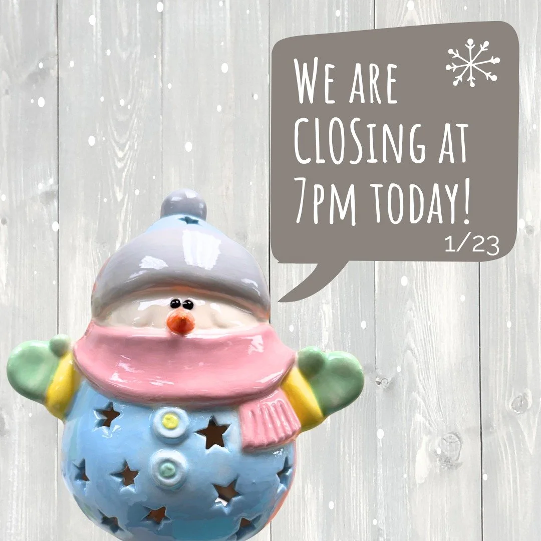 🥶 We&rsquo;re closing one hour early today so our team isn&rsquo;t driving out in the bitter cold. Thanks for understanding and stay warm out there. If you&rsquo;re planning to paint, come a little earlier than usual!