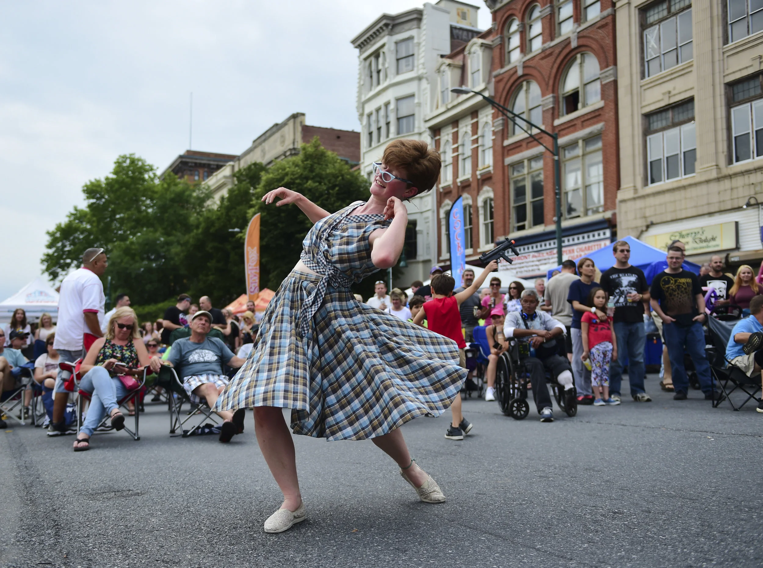  Julia Minotto of Reading dances during the Downtown Alive concert in Reading on Wednesday, June 20, 2018. 