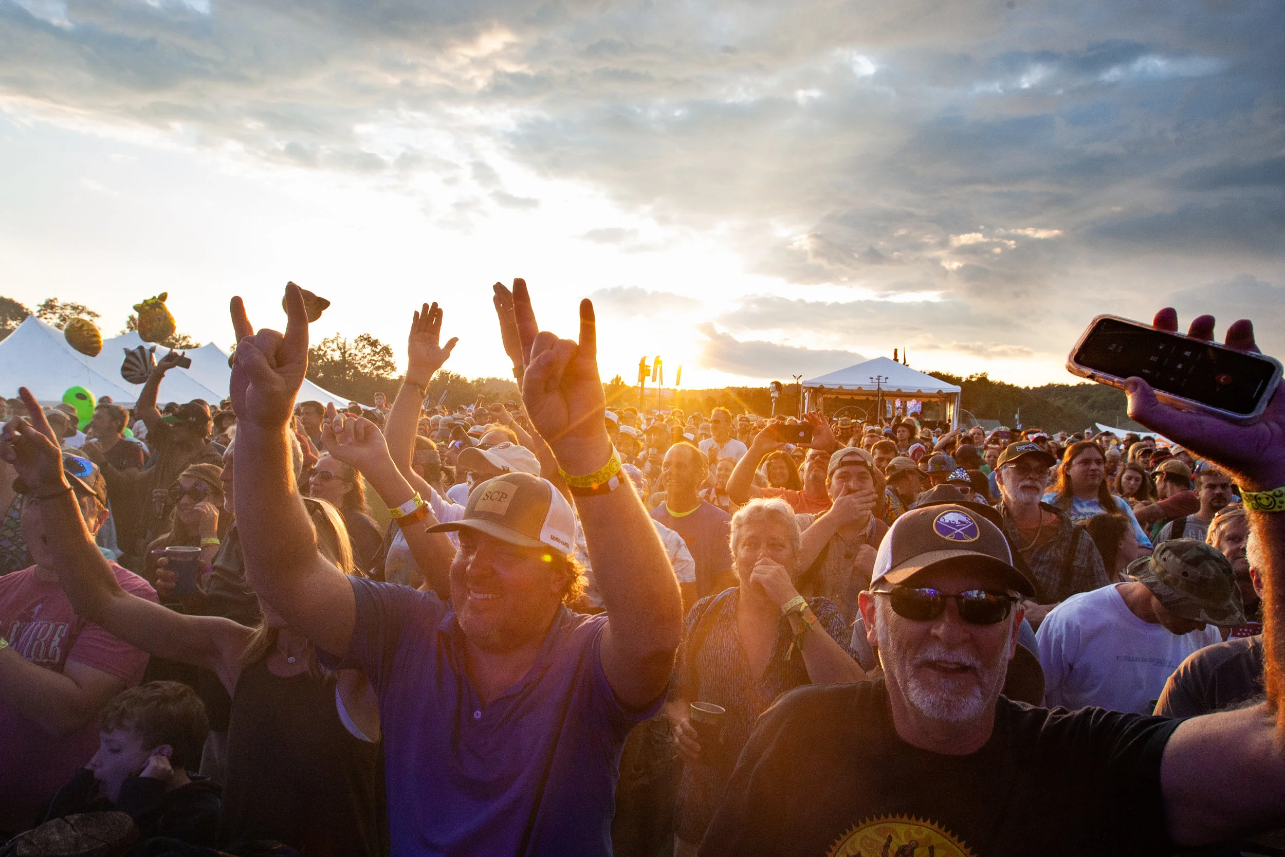  People cheer as The String Cheese Incident comes on stage at the Dreaming Creek Main Stage at FloydFest Saturday, July 27, 2019. 