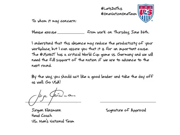 Jurgen Klinsmann Gives Americans the Day Off