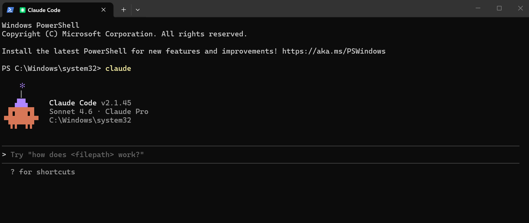 windows powershell screenshot running Claude Code