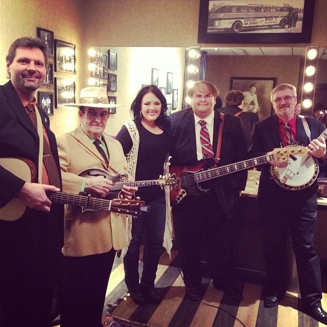 Joe Miller with Bobby Osborne Rocky Top Express in the Opre Bluegrass Greenroom.jpg