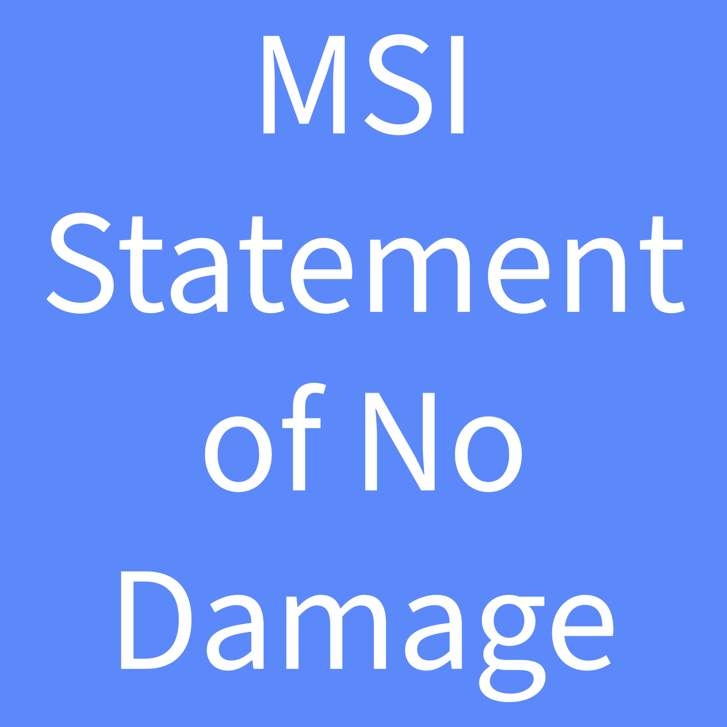 MSI Statement of No Damage
