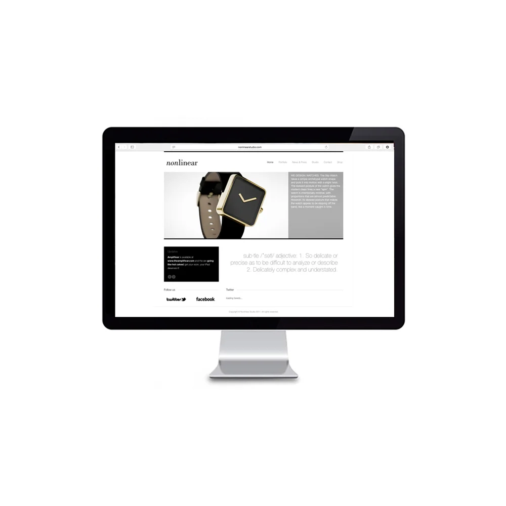 Nonlinear Website Client: Nonlinear 2010 In 2010, Clabots designed and built the studio website including eCommerce platform. Clabots Art Directed all photography and coded a custom theme for the site in CSS. 