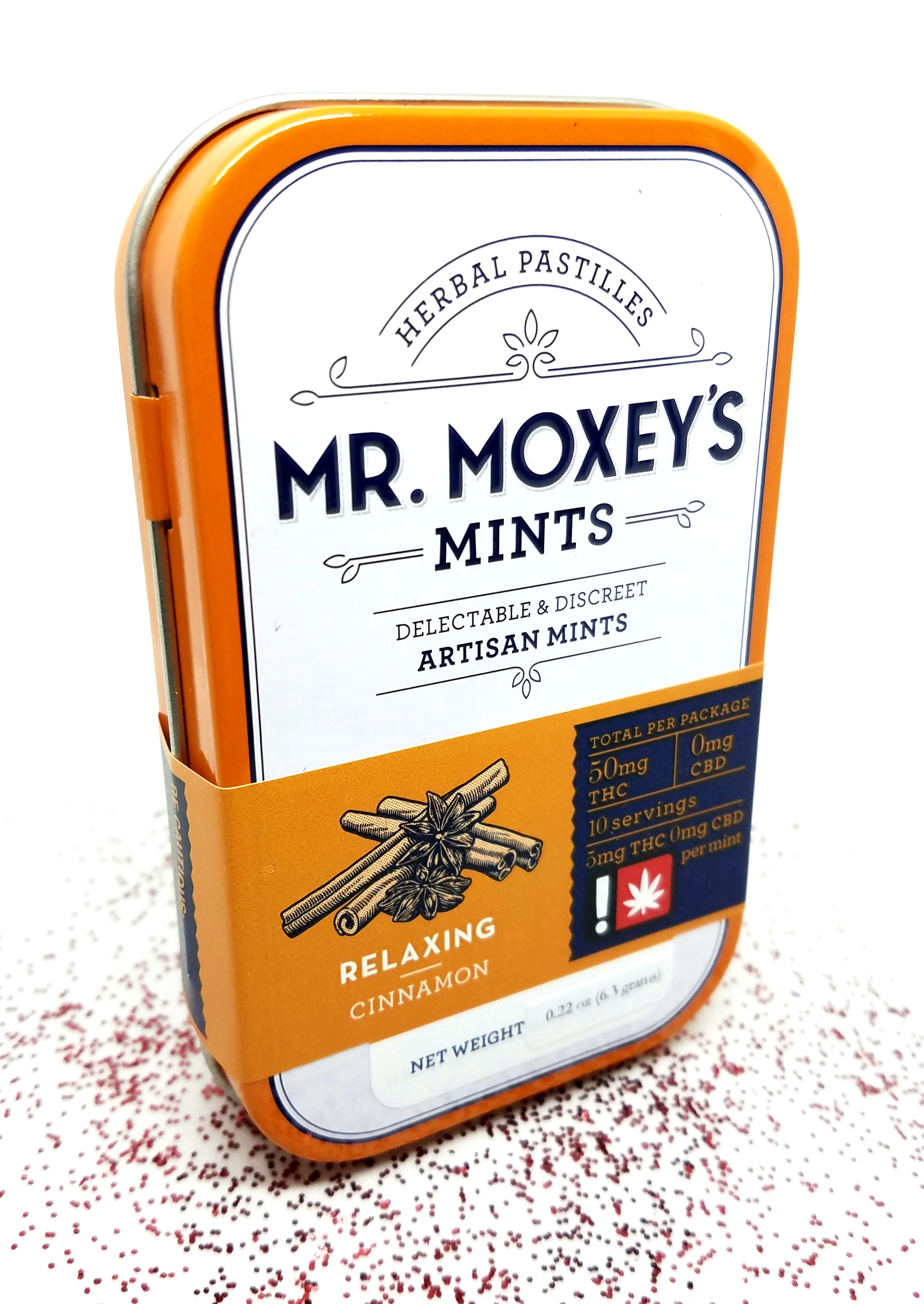Cinnamon THC mints produced by Mr. Moxey's Mints