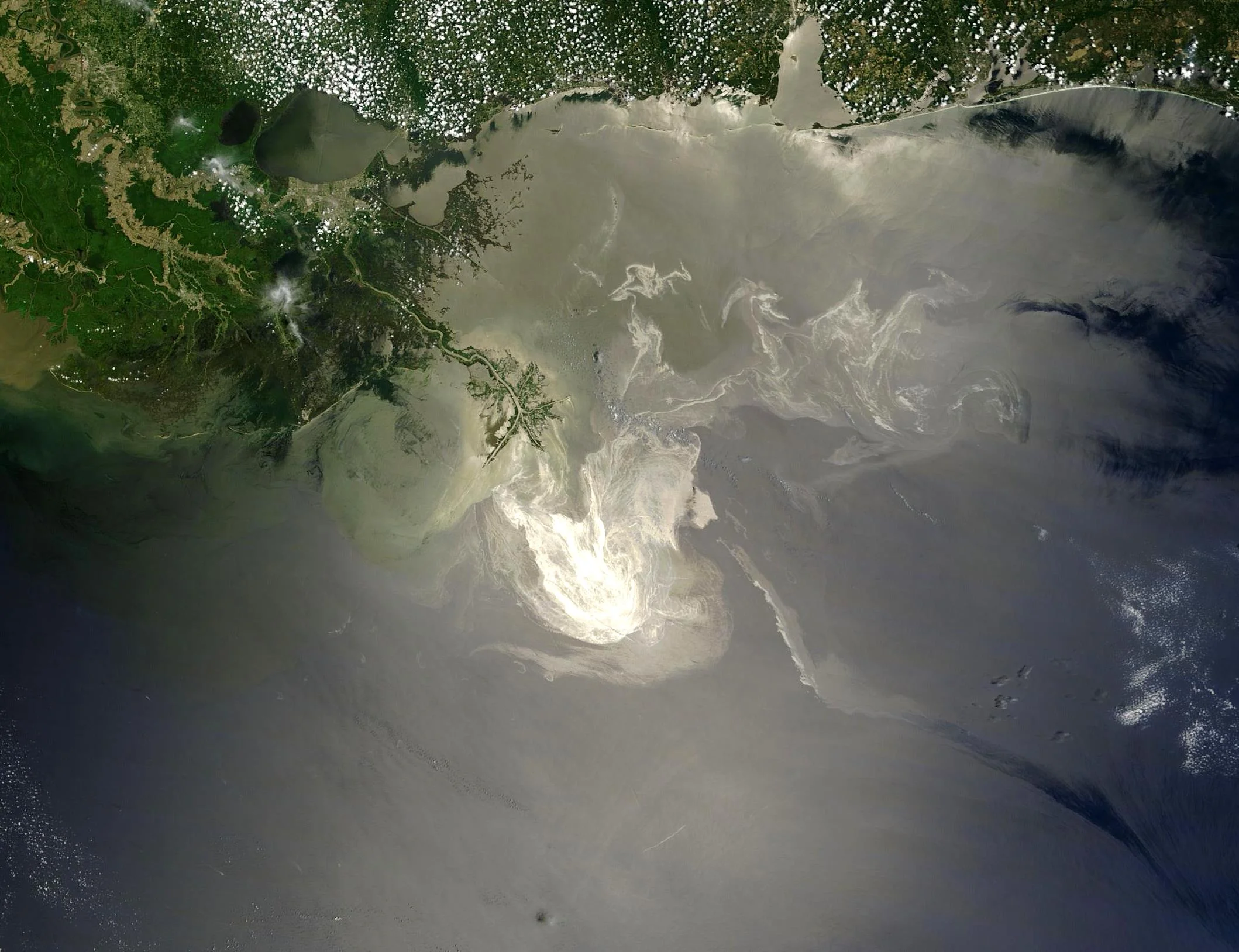 Photo: Deepwater Horizon oil slick as seen from space by NASA’s Terra satellite on 24 May 2010