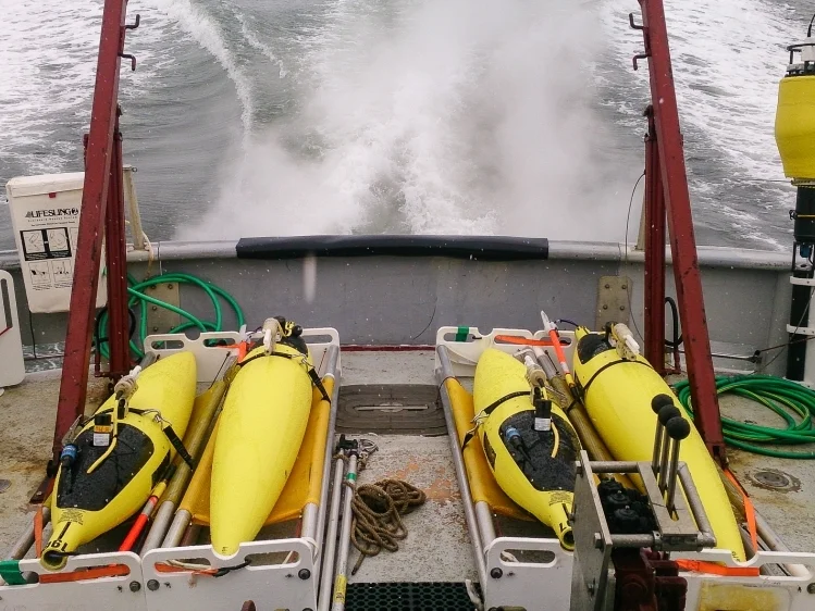 Seagliders and SWIFT buoys enroute from Prudhoe Bay aboard R/V Ukpik for a July deployment at the ice edge.