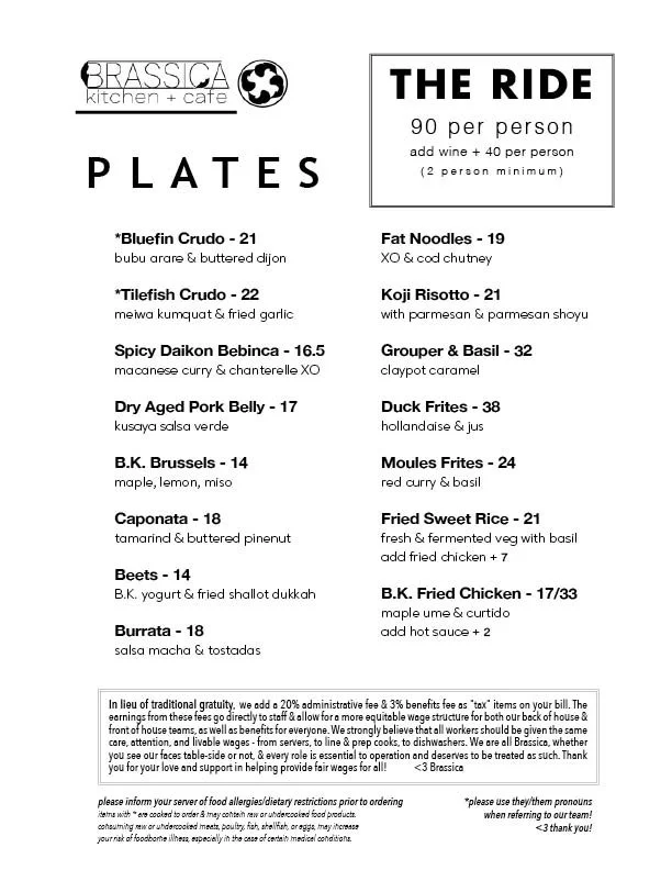 Menus — Brassica Kitchen + Cafe