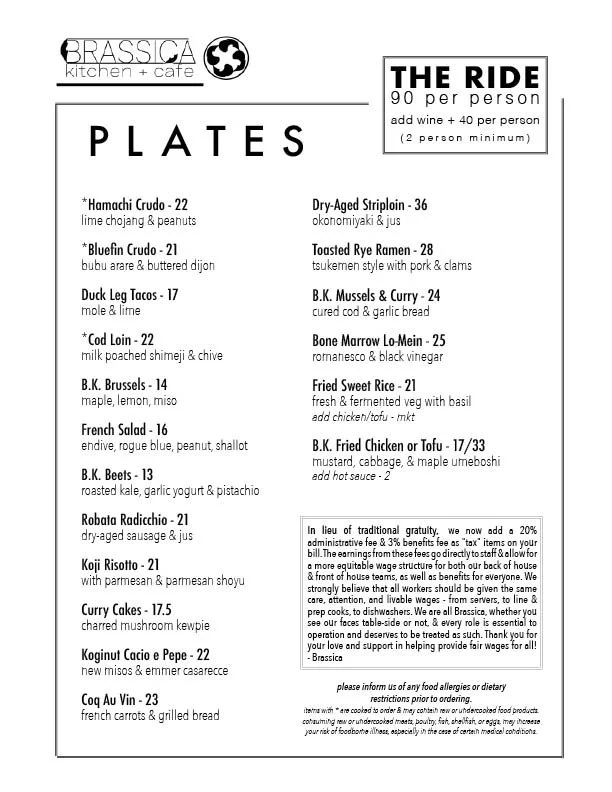 Menus — Brassica Kitchen + Cafe