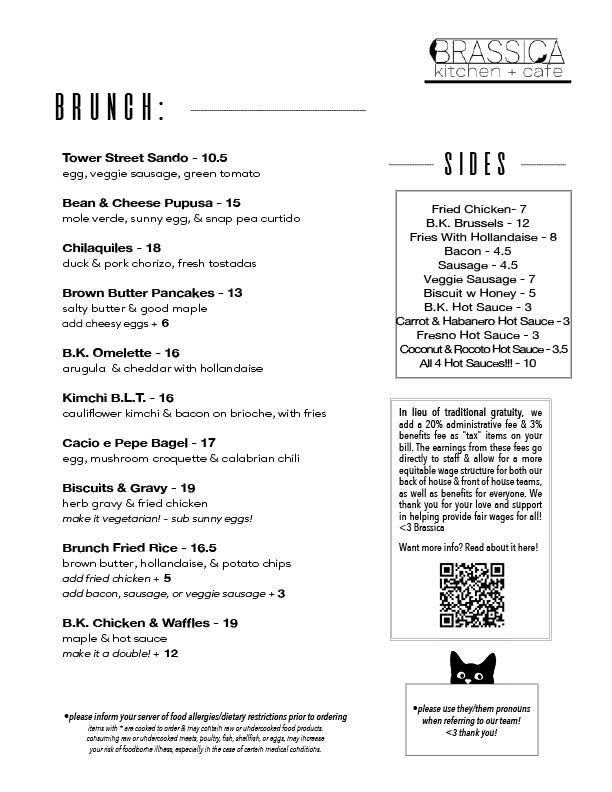 Brunch Menu — Brassica Kitchen + Cafe