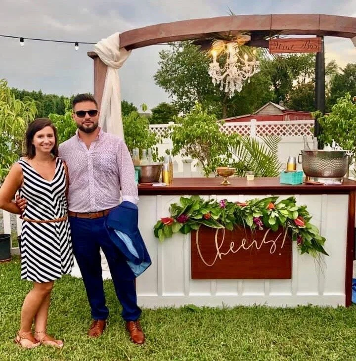 Our solid mahogany bar! Custom built by Oceanic Interiors in Southern Delaware, this beauty is tried and tested! (Really, it’s fab) This is a SOLID mahogany bar. Choose from different signage on the front- ‘Cheers’ can be customized to your name, ev…