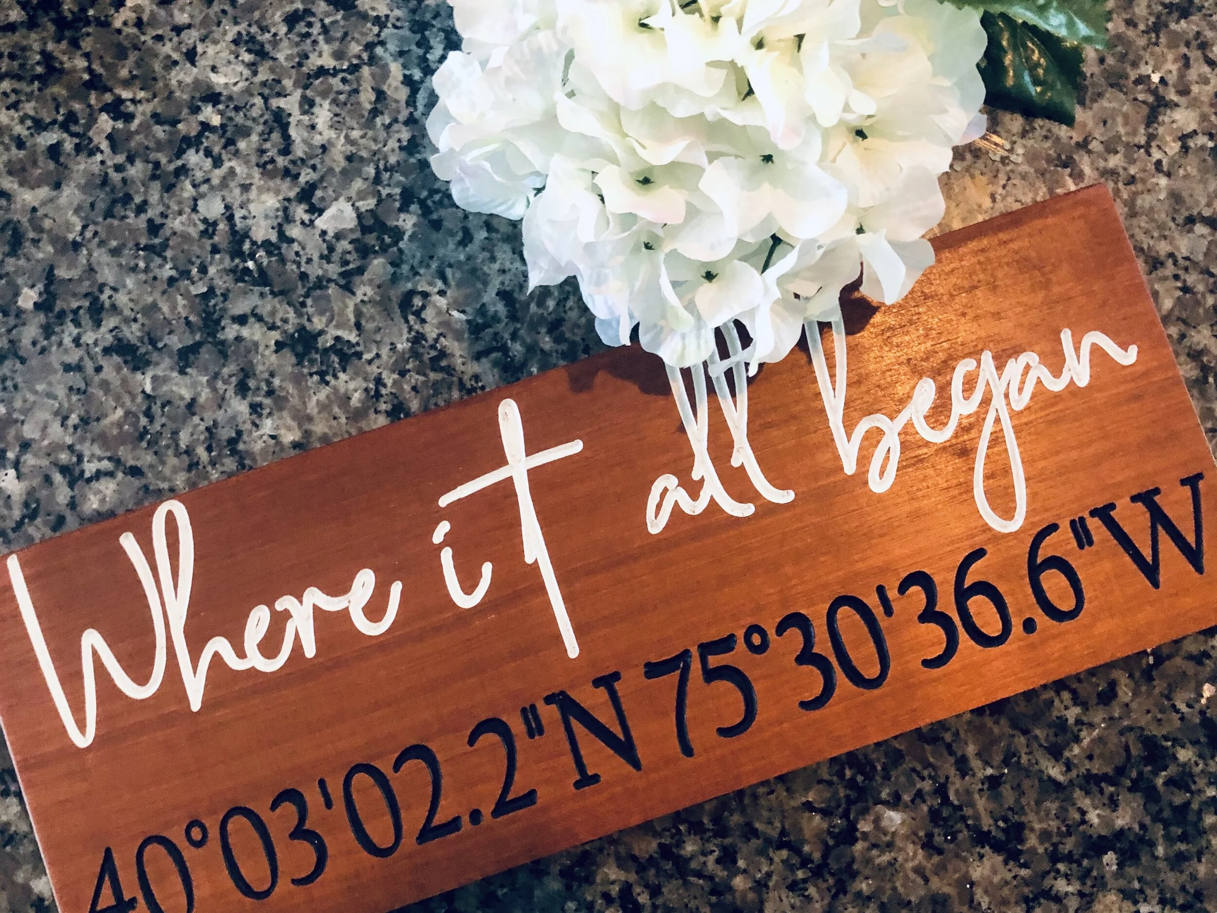 Celebrate your first date, wedding, engagement or favorite location with our coordinates sign!