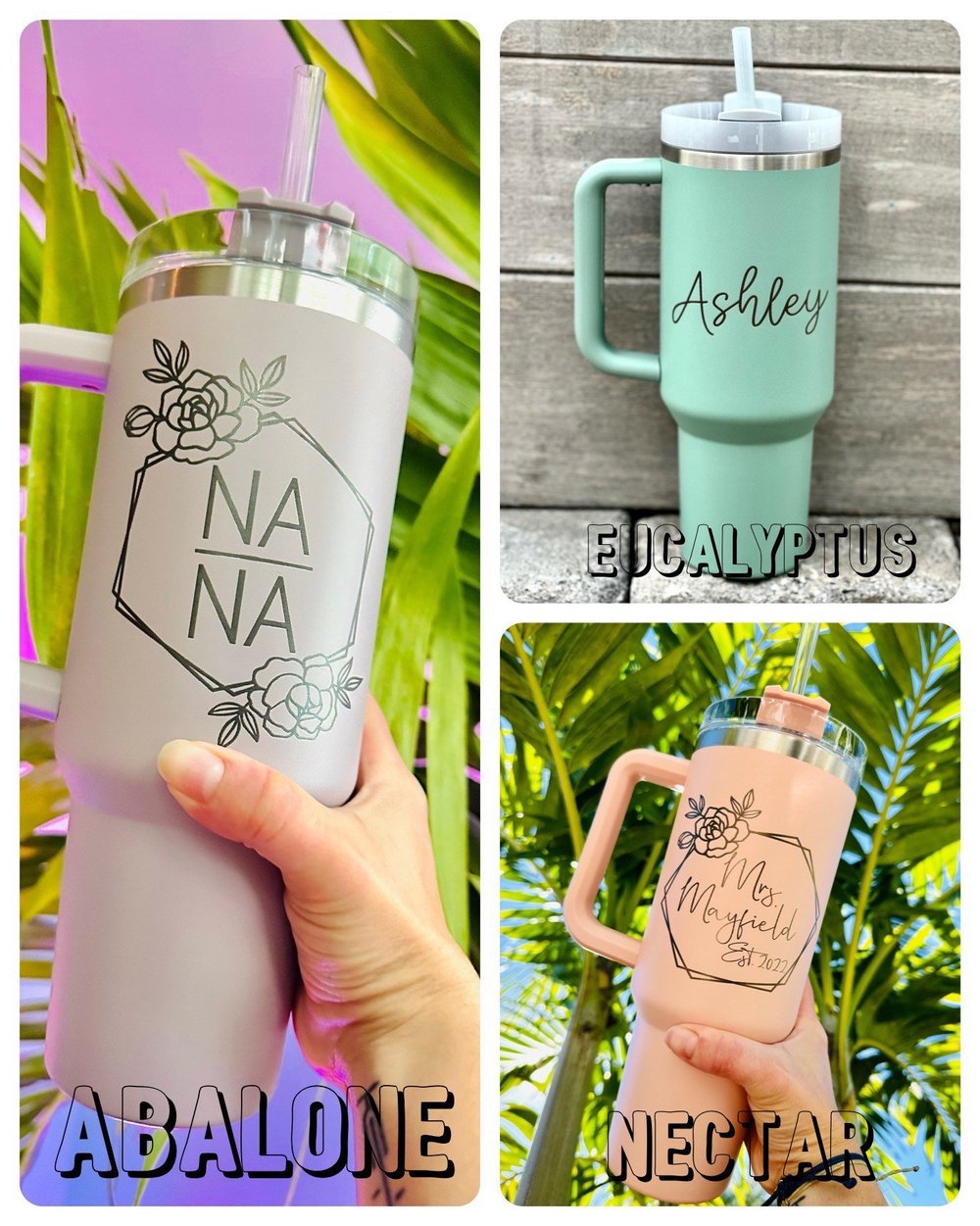 Personalized Stanley Tumbler 30oz 40oz Rose Quartz Custom Engraved  Christmas Gift for Her Insulated Travel Mug Custom Tumbler 