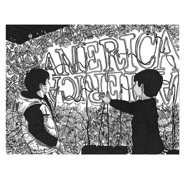 Homage to #DoubleAmerica2 by Glenn Ligon at #thebroadmuseum as seen by Double Jonah 1 😁 #penandink