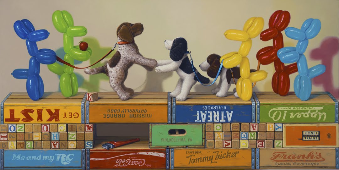 Dog Walking, 36” x 72” oil on linen, Private Collection
